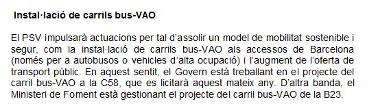 Carrils bus-VAO inclosos en el pla de seguretat vi&agrave;ria (PSV) de Catalunya (2008-2010) en el que sortosament no s'hi inclou encara un carril bus a l'autovia de Castelldefels (C-31) al seu pas per Gav&agrave; Mar (26 de Febrer de 2008)